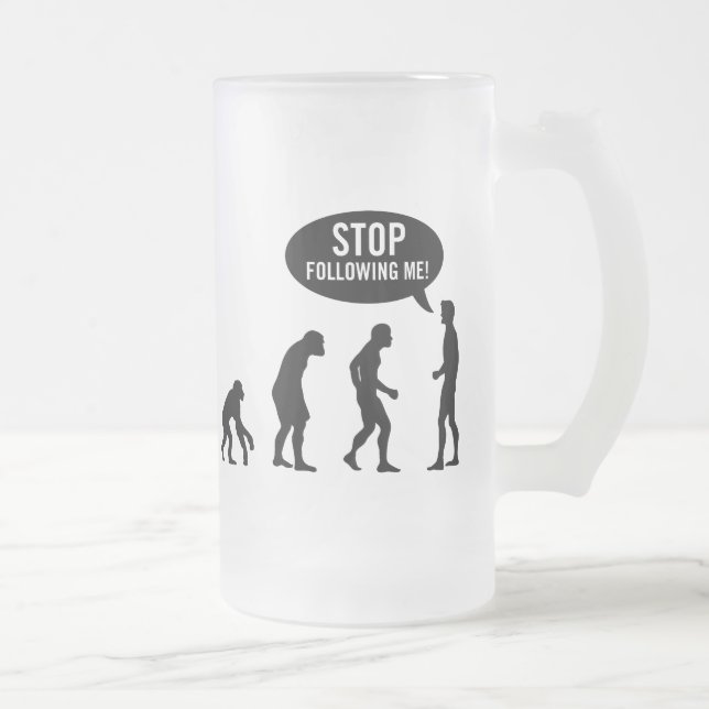Taza De Cristal Esmerilado ¡evolución - pare el seguir de mí! (Derecha)