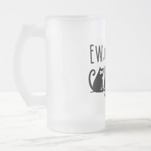 Taza De Cristal Esmerilado Ew People Funny Meowy Gatos Negros