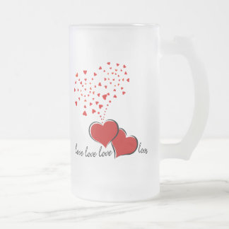 Taza De Cristal Esmerilado Explosión de los corazones