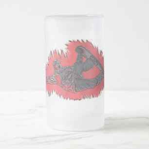 Taza De Cristal Esmerilado Explosión roja snowboarder barro de cerveza helada