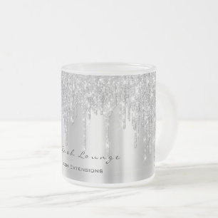 Taza De Cristal Esmerilado Eyelash Extensión Belleza Plata Chispa Maquillaje