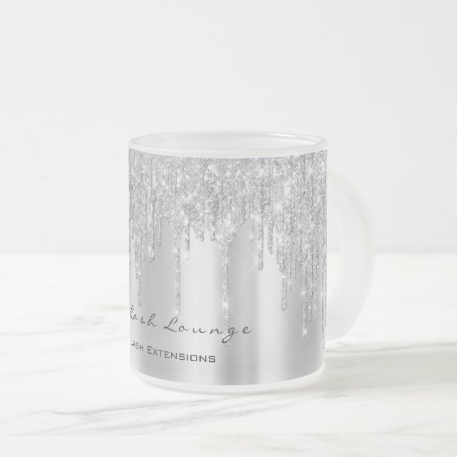 Taza De Cristal Esmerilado Eyelash Extensión Belleza Plata Chispa Maquillaje  (Anverso derecho)