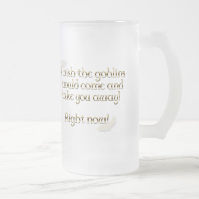 Taza De Cristal Esmerilado Falln Goblins Te Lleva (Derecha)