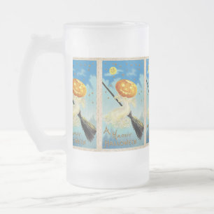 Taza De Cristal Esmerilado Falln Happy Halloween Pumpkin Witch