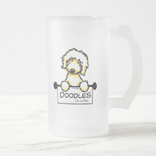 Taza De Cristal Esmerilado Fan de oro del Doodle