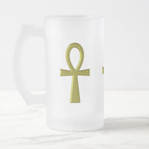 Taza De Cristal Esmerilado Fancy Gold Ankh Mugs