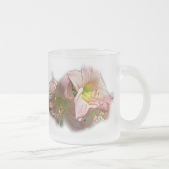 Taza De Cristal Esmerilado Fancy Pink Daylilies (Derecha)