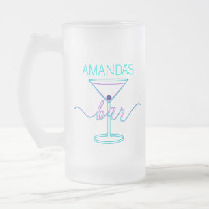Taza De Cristal Esmerilado Fancy Script Fun Colores Fun Bar