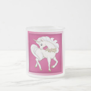 Taza De Cristal Esmerilado Fantasía de Unicorn