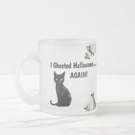 Taza De Cristal Esmerilado Fantasma de gato sarcástico de Halloween