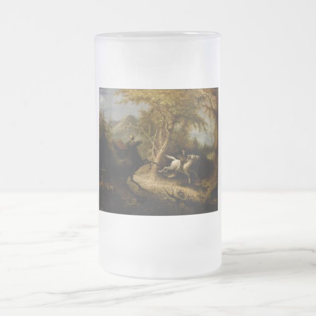 Taza De Cristal Esmerilado Fantasma de Halloween, un jinete sin cabeza (Centro)