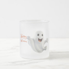 Taza De Cristal Esmerilado Fantasma Lindo y Espeluznante Halloween