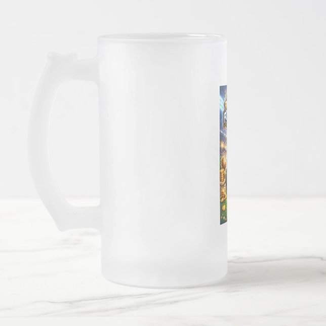 Taza De Cristal Esmerilado Fantasy football with dog (Izquierda)