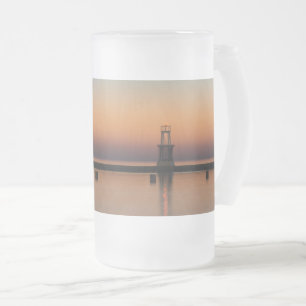 Taza De Cristal Esmerilado Faro de la avenida Norte Sunrise Frost Mug