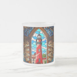 Taza De Cristal Esmerilado Faro de vidrio emplomado