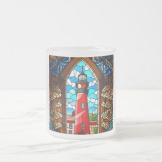 Taza De Cristal Esmerilado Faro de vidrio emplomado