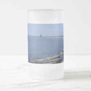 Taza De Cristal Esmerilado Faro North Pierhead, Ludington, MI
