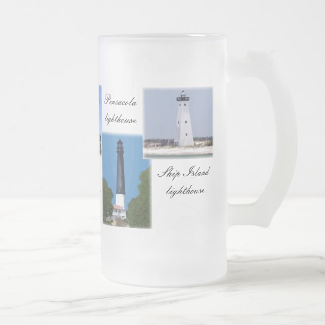 Taza De Cristal Esmerilado Faros de la Costa del Golfo (Derecha)
