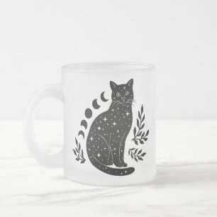 Taza De Cristal Esmerilado Fases de Star Cat & Moon