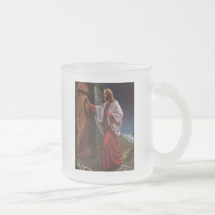Taza De Cristal Esmerilado fe bíblica Jesucristo vintage pintura antigua