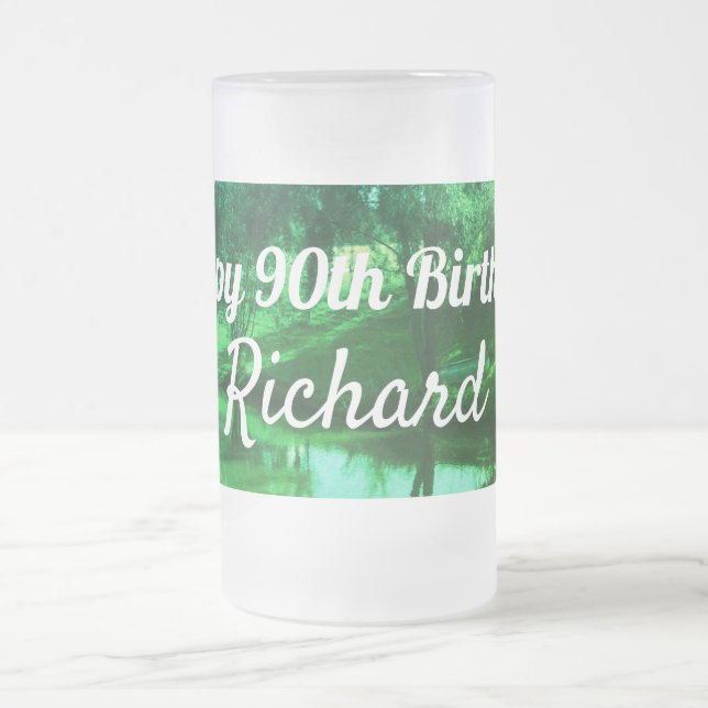 Taza De Cristal Esmerilado Felices 90 cumpleaños Escena rural (Centro)