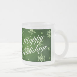 Taza De Cristal Esmerilado Felices vacaciones Green Holiday Glass Mug Set