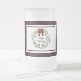 Taza De Cristal Esmerilado Felices vacaciones Red Plaid