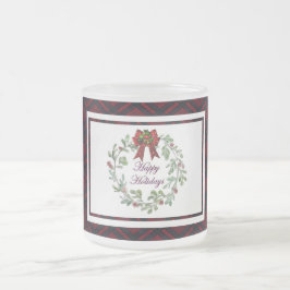 Taza De Cristal Esmerilado Felices vacaciones Red Plaid