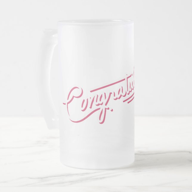 Taza De Cristal Esmerilado Felicidades Cerveza de vidrio escarpado Mug (Anverso izquierdo)