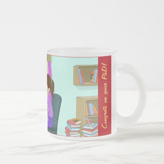 Taza De Cristal Esmerilado Felicitaciones por tu doctorado, libros divertidos (Derecha)