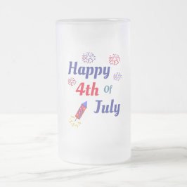 Taza De Cristal Esmerilado Feliz 4 De Julio