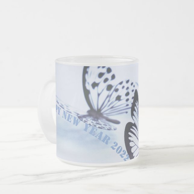 Taza De Cristal Esmerilado Feliz Año Nuevo 2024 (Anverso izquierdo)