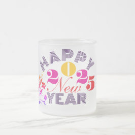 Taza De Cristal Esmerilado Feliz Año Nuevo 2025, familia de amigos Fiestas