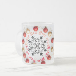 Taza De Cristal Esmerilado Feliz año nuevo con café de dos tonos
