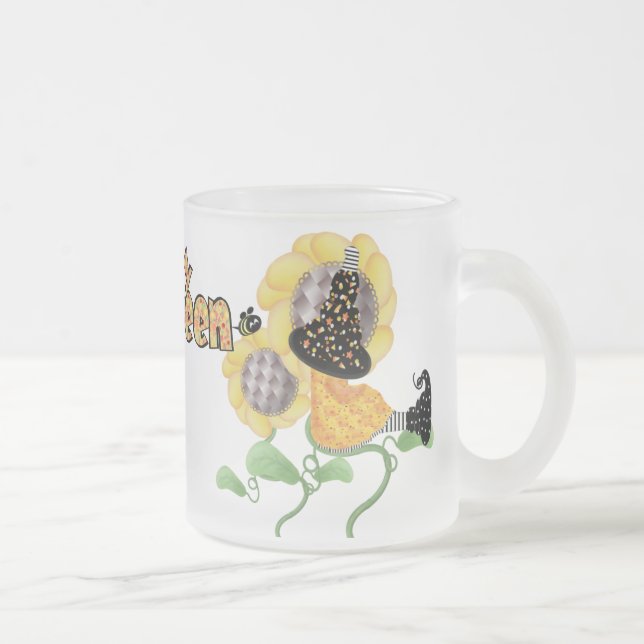 Taza De Cristal Esmerilado Feliz Bruja de Halloween (Derecha)