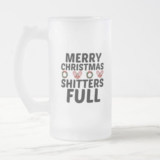 TAZA DE CRISTAL ESMERILADO FELIZ CHAQUETE DE NAVIDAD COMPLETO (Izquierda)