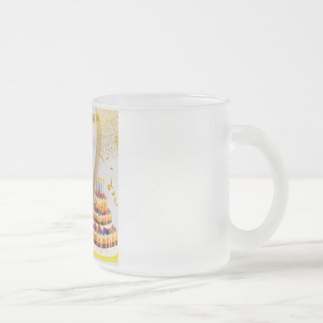 Taza De Cristal Esmerilado Feliz cumpleaños (Derecha)