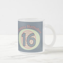 Taza De Cristal Esmerilado Feliz cumpleaños 16