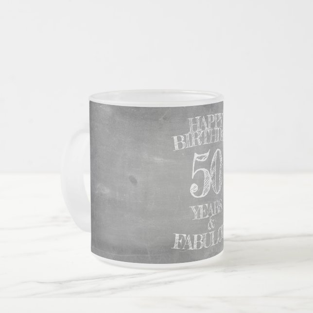 Taza De Cristal Esmerilado Feliz cumpleaños - 50 años y fabuloso (Anverso izquierdo)