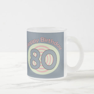 Taza De Cristal Esmerilado Feliz cumpleaños 80