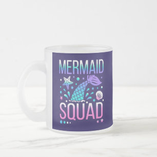 Taza De Cristal Esmerilado Feliz Cumpleaños Diseño de Fiesta de Sirenas en el