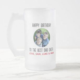 Taza De Cristal Esmerilado Feliz cumpleaños, mejor foto de papá jamás de niño