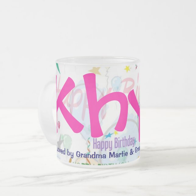 Taza De Cristal Esmerilado Feliz cumpleaños Mug (Personalice) (Anverso izquierdo)