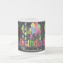 Taza De Cristal Esmerilado Feliz cumpleaños | Nombre DIY