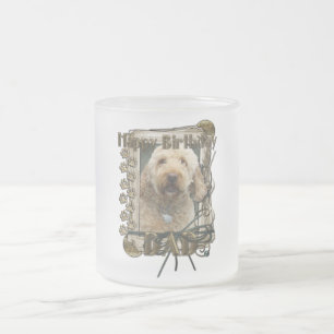 Taza De Cristal Esmerilado Feliz cumpleaños - patas de piedra - GoldenDoodle