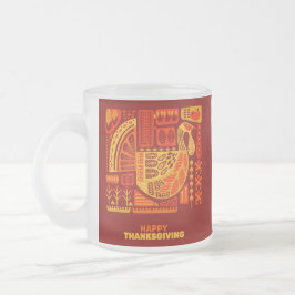 Taza De Cristal Esmerilado Feliz Día de Acción de Gracias Naranja de Resumen 