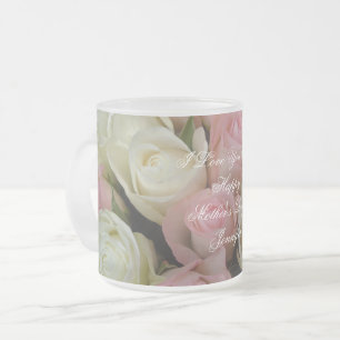 Taza De Cristal Esmerilado Feliz Día de la Madre Fotografía Floral en rosa
