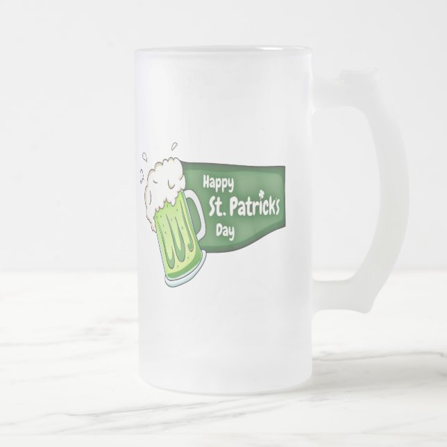 Taza De Cristal Esmerilado Feliz Día de San Patricio (Derecha)