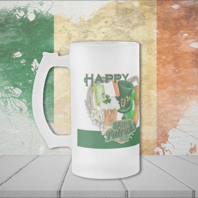 Taza De Cristal Esmerilado Feliz Día de San Patricio (Subido por el creador)