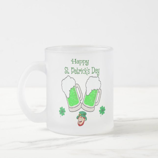 Taza De Cristal Esmerilado Feliz Día de San Patricio (Izquierda)